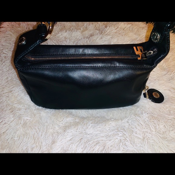 Sonia Rykiel Moto Zip Black Leather Hand Bag - Picture 5 of 8